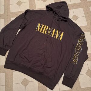 NEW Nirvana Dark Grey Nevermind 90s Rock Merchandise Hoodie